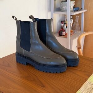 Intentionally Blank Chunky Sole Chelsea Boots in Olive and Black